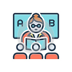 Color illustration icon for Classroom, student and teacher