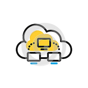 Multi color icon for Cloud Computing, computing and hosting
