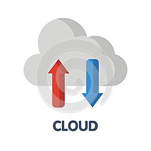 Icon cloud storage in flat style design  illustration on white background