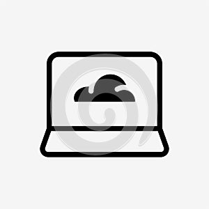 Icon Cloud system and Laptop computer.