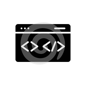 Black solid icon for Code, computer and digital
