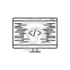 Black line icon for Coding, programming and software