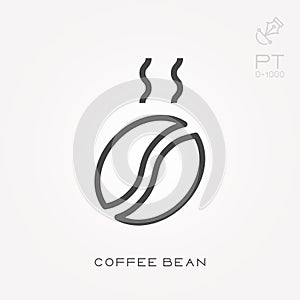 Icon coffee bean. With the ability to change the line thickness.