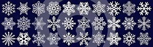 Icon collection of many different snowflakes - Vector