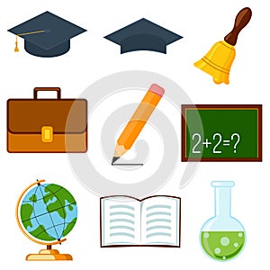 Icon collection set cartoon poster school college university science.