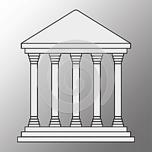 Icon with columned roof. Vector illustration.