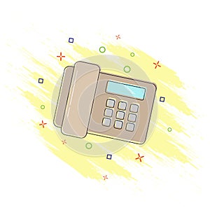 Icon of a comic-book-style telephone. Splash effect, flat design