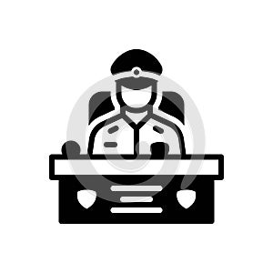 Black solid icon for Commissioner, officer and commissary photo