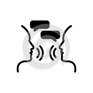 Black solid icon for Communicate, speaking and talk