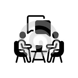 Black solid icon for Communication, interrogation and speak