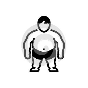 Black solid icon for Comorbidity, overweight and chunky photo