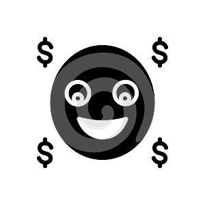 Black solid icon for Complacent, self and smiley photo