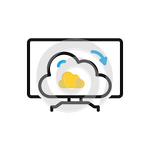 Multi color icon for Computing Cloud, communication and network