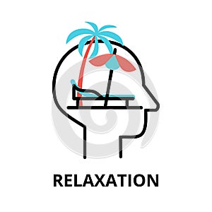 Icon concept of Relaxation, brain process collection