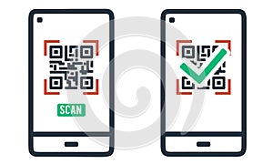 icon concept scan qr code via mobile