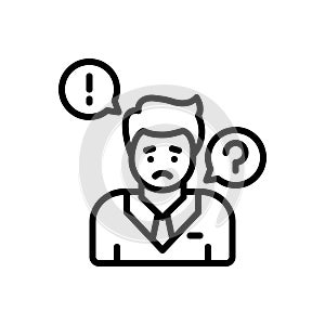 Black line icon for Concern, care and boy