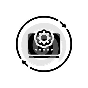 Black solid icon for Configurations, laptop and application photo