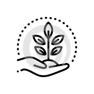 Black line icon for Conserving, protection and grow