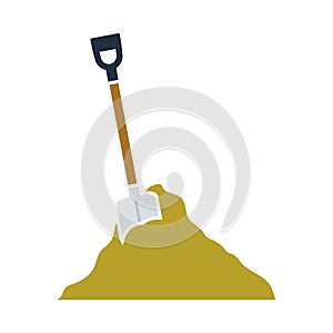 Icon Of Construction Shovel And Sand