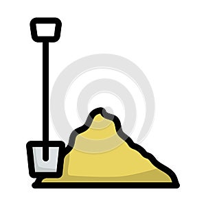 Icon Of Construction Shovel And Sand