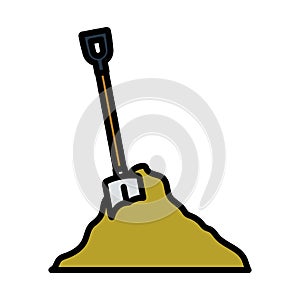 Icon Of Construction Shovel And Sand