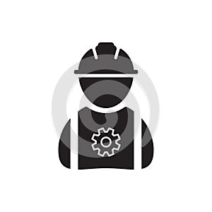 Icon for construction worker, engineer, builder in flat style for web site design, logo, app. Isolated on white background