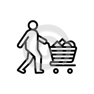 Black line icon for Consumable, acquisition and cart photo