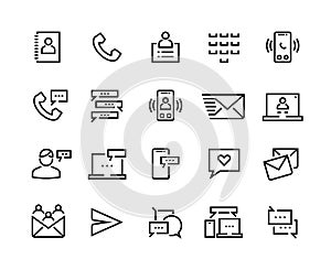 Icon contact us. Social network communication, mobile message and internet chat pictograms. Vector chat and conversation photo