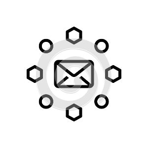 Black line icon for Contacts, link and phone