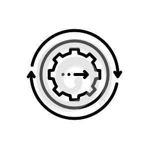 Black line icon for Continuing, progressing and constant