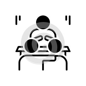 Black solid icon for Convince, explain and decode