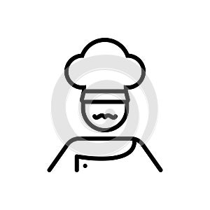 Black line icon for Cook, masterchief and person