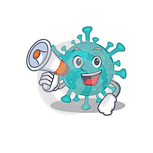 An icon of corona zygote virus holding a megaphone photo