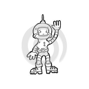 icon of cosmonaut boy in space suit