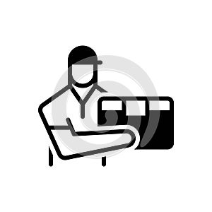 Black solid icon for Courier, box and service