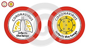 Icon COVID-19.. Coronavirus infects the lungs. Thin icon lungs.