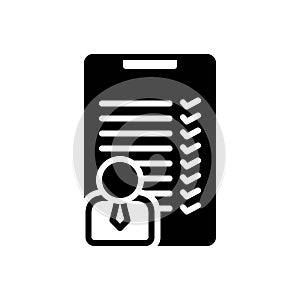 Black solid icon for Criteria, product and selection photo