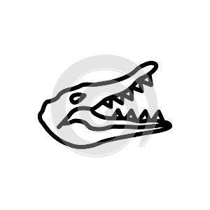 Black line icon for Crocodile, alligator and reptile photo