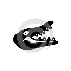 Black solid icon for Crocodile, alligator and animal photo