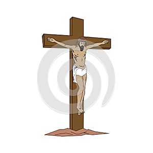 Icon of the crucifixion of Christ. Church symbol for the Easter holiday. The biblical sign of redemption.