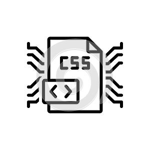 Black line icon for Css, coding and programming