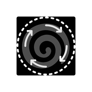 Black solid icon for Cycle, reset and loop
