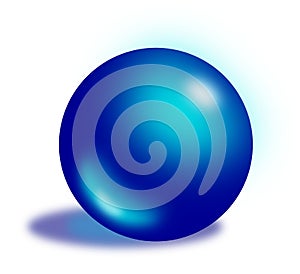 Icon with a dark blue shiny translucent ball with a shadow