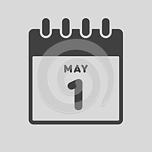 Icon day date 1 May, template calendar page