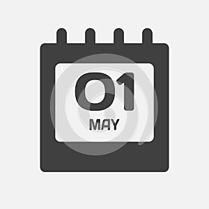 Icon day date 1 May, template calendar page