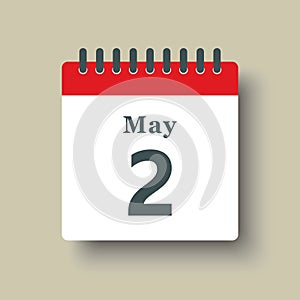 Icon day date 2 May, template calendar page