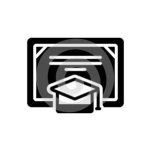 Black solid icon for Degree, certificate and bachelor