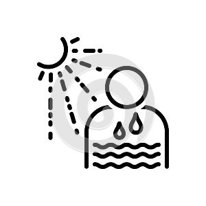 Black line icon for Dehydrate, sunstroke and sweating photo