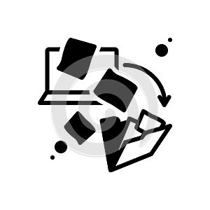 Black solid icon for Dematerialization, integration and file transfer photo