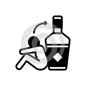 Black solid icon for Depend, succumb and alcoholism photo